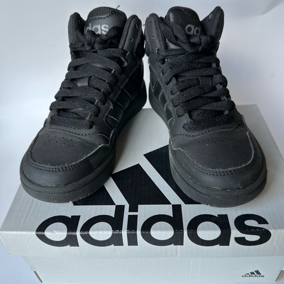 Adidas Kids Black Mid-Top Hoops 3.0K Basketball Sneakers - Picture 2 of 8